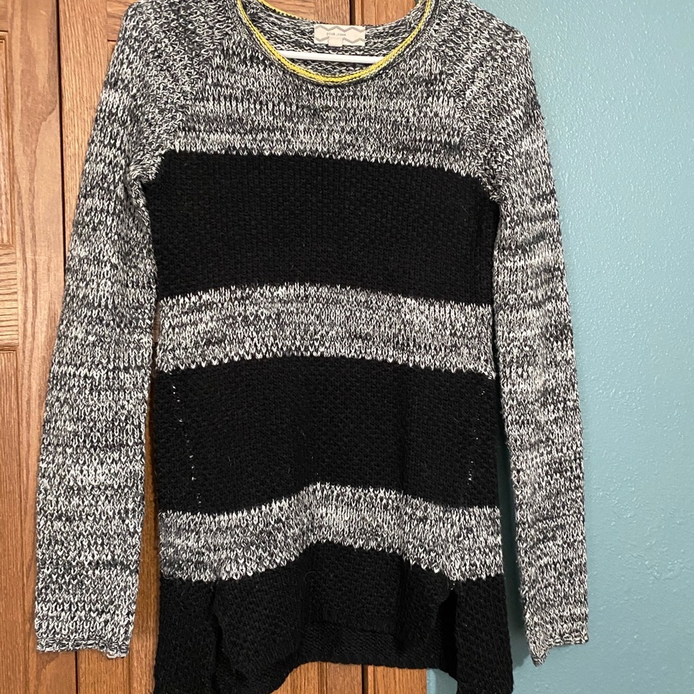 Striped woven black and gray sweater